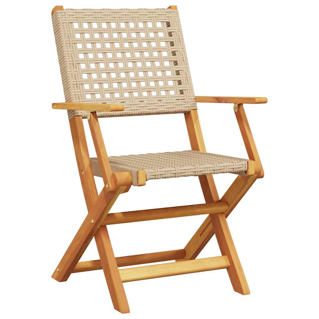 Ensemble de bistro 3 pcs beige résine tressée et bois massif - XIOS