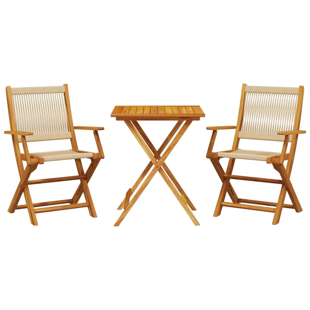 Ensemble de bistro 3 pcs beige polypropylène et bois massif - XIOS