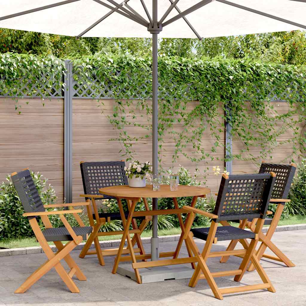 Ensemble à manger de jardin 5 pcs résine tressée et bois massif - XIOS