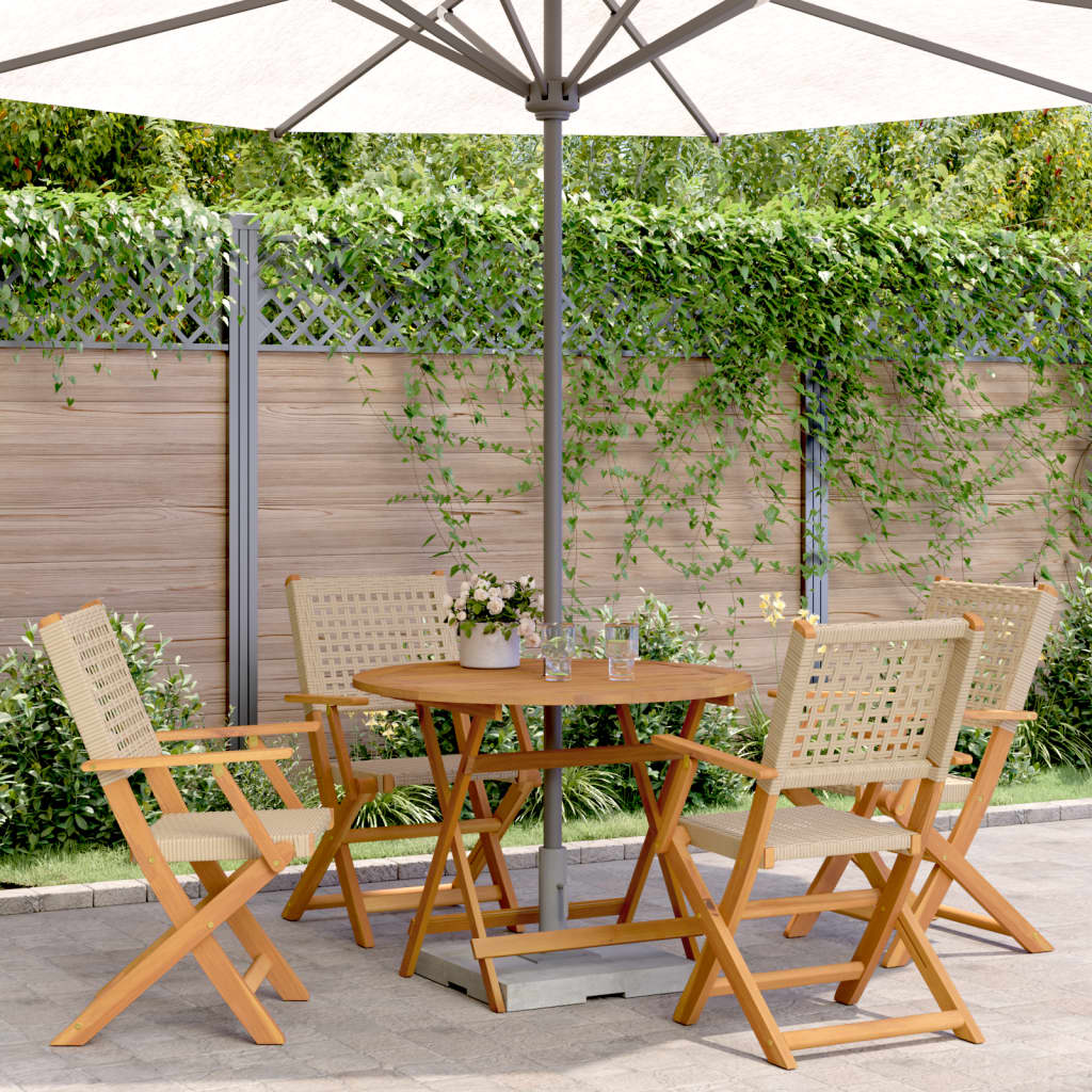 Ensemble à manger de jardin 5 pcs résine tressée et bois massif - XIOS