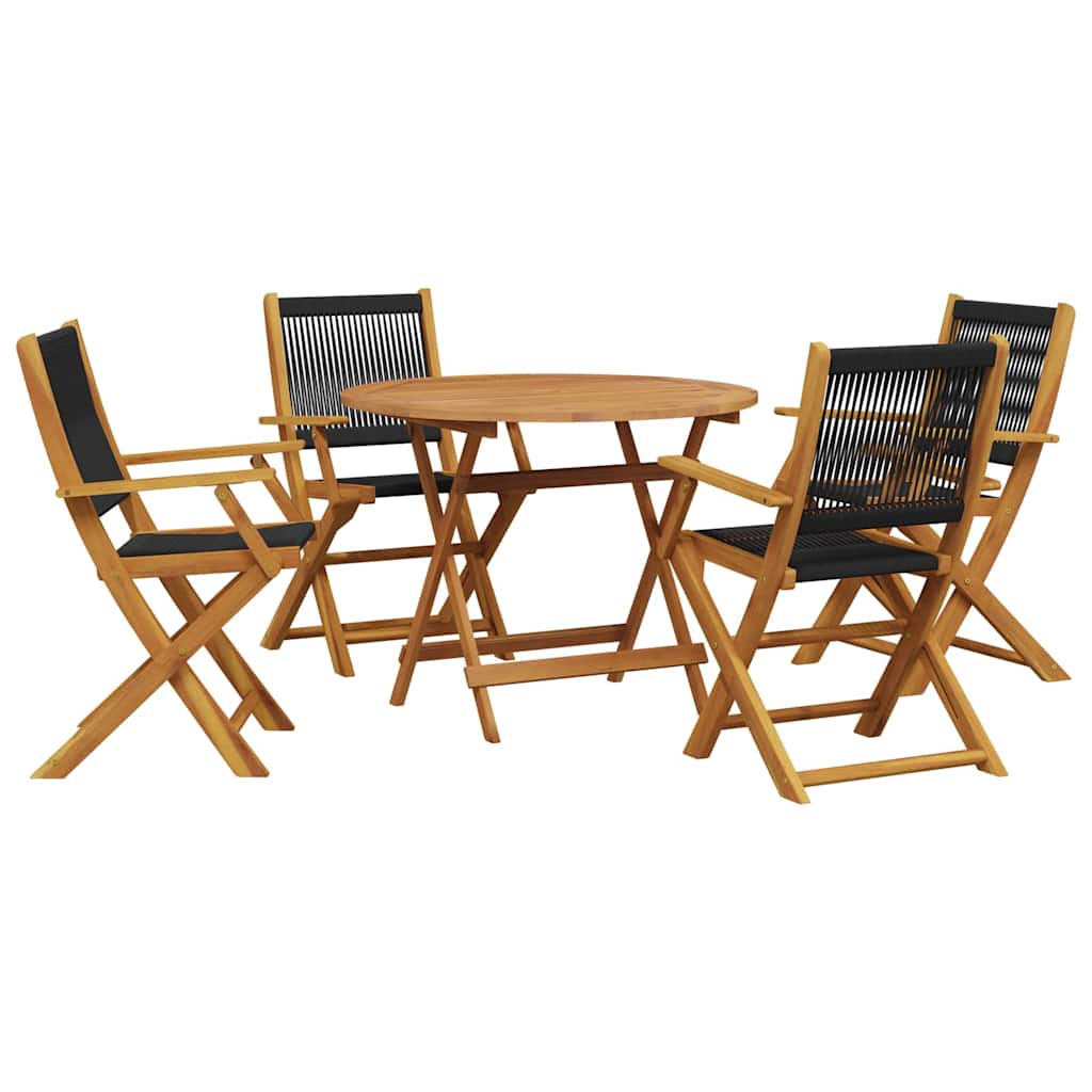 Ensemble à manger de jardin 5pcs noir polypropylène bois massif - XIOS
