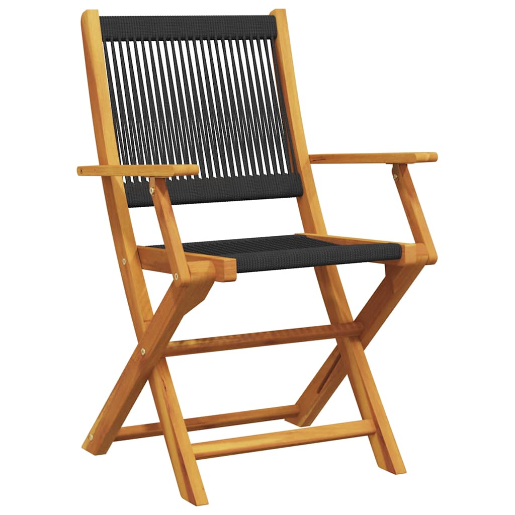 Ensemble à manger de jardin 5pcs noir polypropylène bois massif - XIOS
