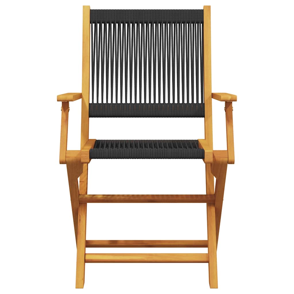 Ensemble à manger de jardin 5pcs noir polypropylène bois massif - XIOS