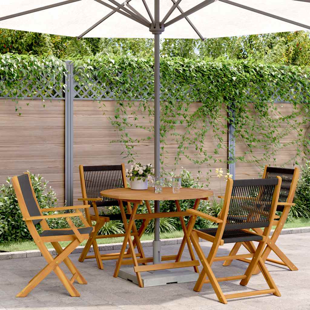 Ensemble à manger de jardin 5pcs noir polypropylène bois massif - XIOS
