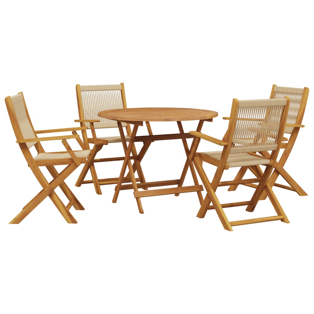 Ensemble à manger de jardin 5pcs beige polypropylène et bois - XIOS