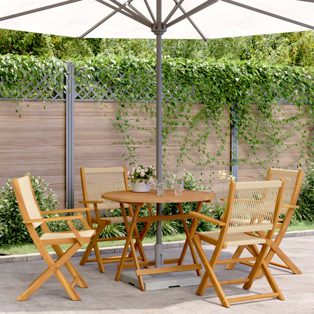 Ensemble à manger de jardin 5pcs beige polypropylène et bois - XIOS