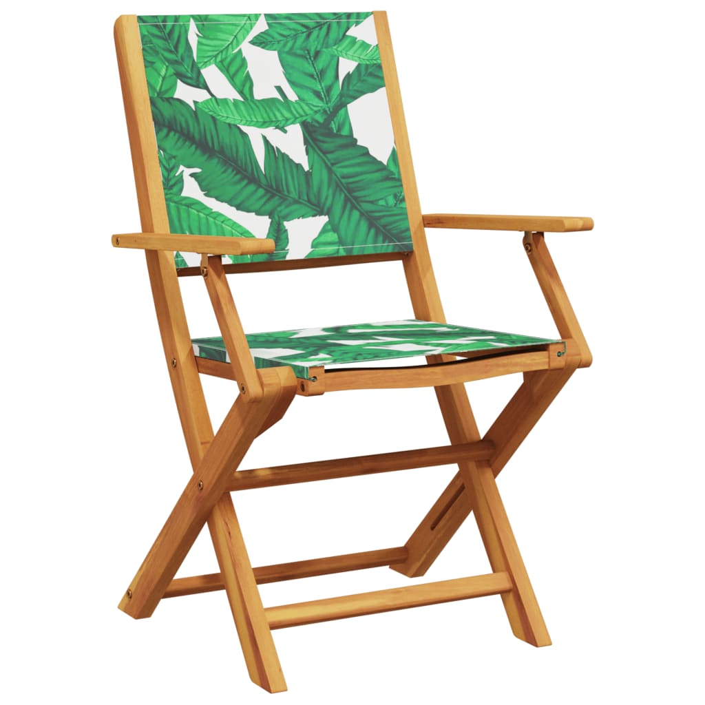Ensemble à manger de jardin 5 pcs motif de feuilles tissu bois - XIOS