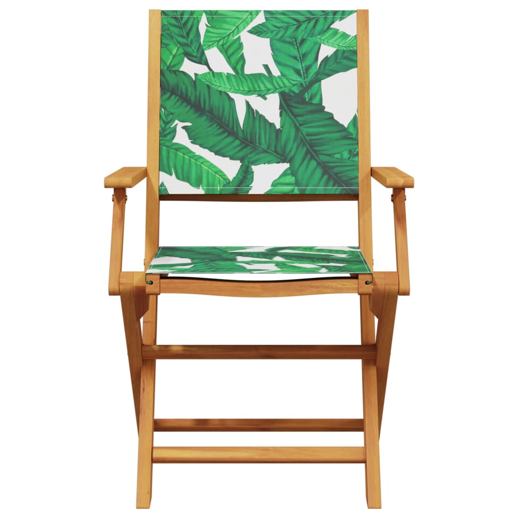 Ensemble à manger de jardin 5 pcs motif de feuilles tissu bois - XIOS