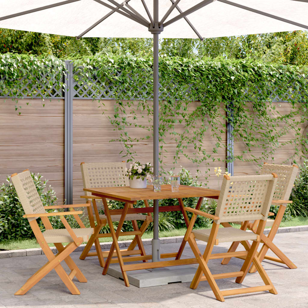 Ensemble à manger de jardin 5 pcs résine tressée et bois massif - XIOS