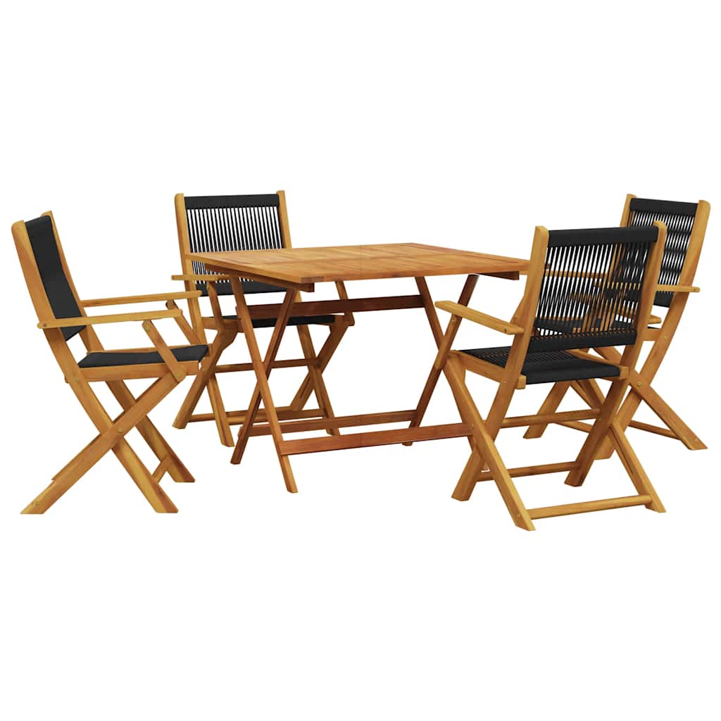 Ensemble à manger de jardin 5pcs noir polypropylène bois massif - XIOS