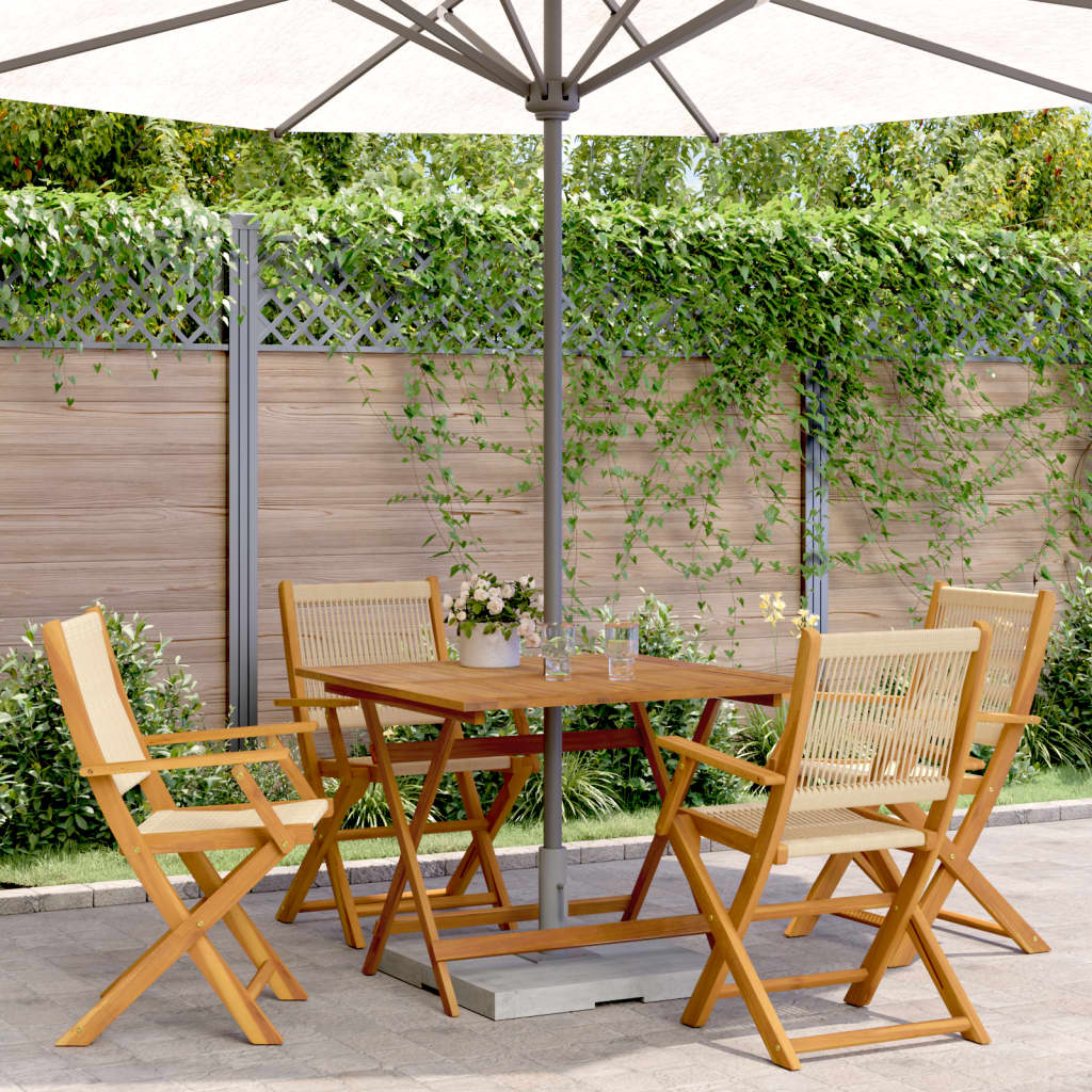 Ensemble à manger de jardin 5pcs beige polypropylène et bois - XIOS