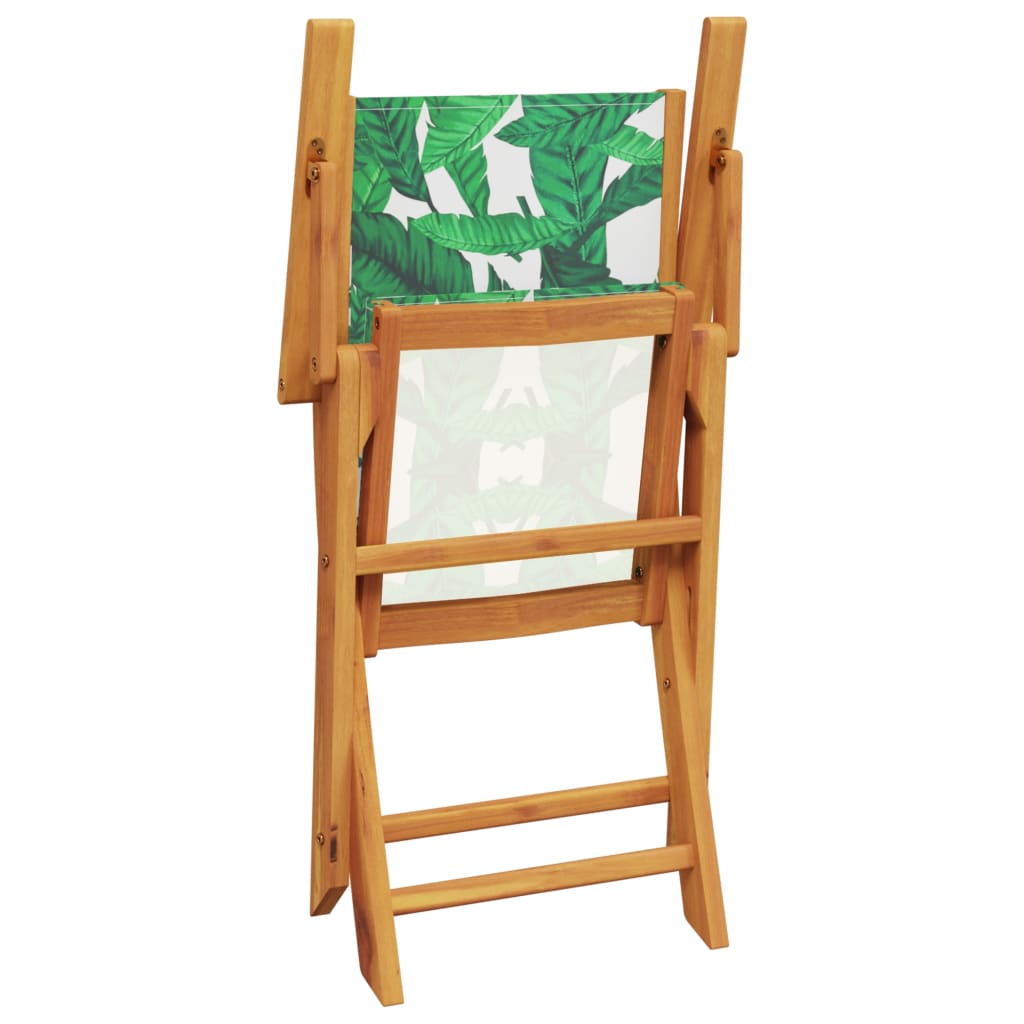 Ensemble à manger de jardin 5 pcs motif de feuilles tissu bois - XIOS