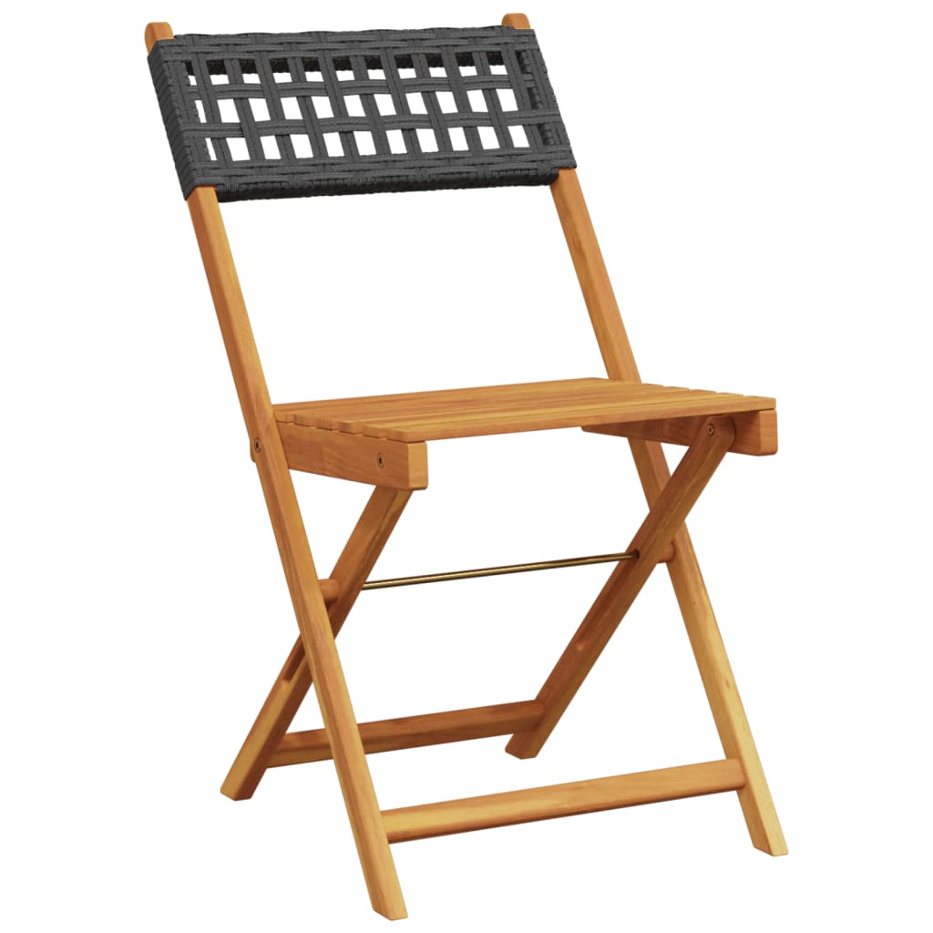 Ensemble de bistro 3 pcs noir résine tressée et bois massif - XIOS