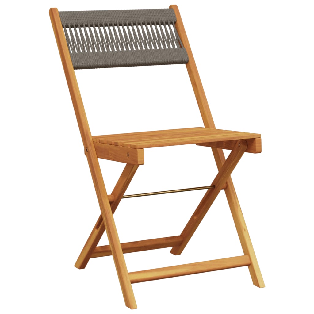 Ensemble de bistro 3 pcs gris polypropylène et bois massif - XIOS
