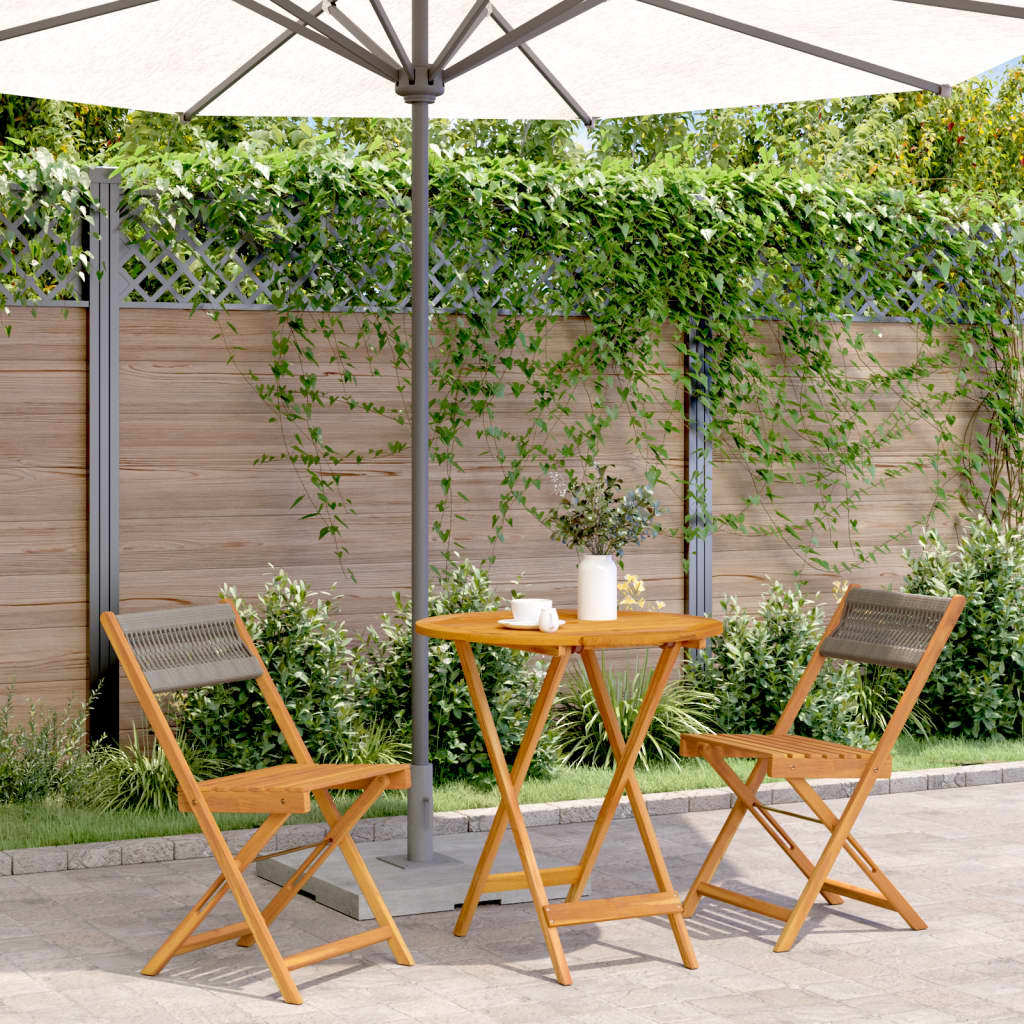 Ensemble de bistro 3 pcs gris polypropylène et bois massif - XIOS