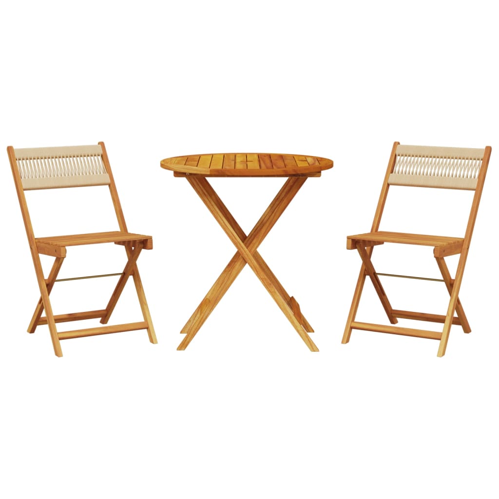 Ensemble de bistro 3 pcs beige polypropylène et bois massif - XIOS