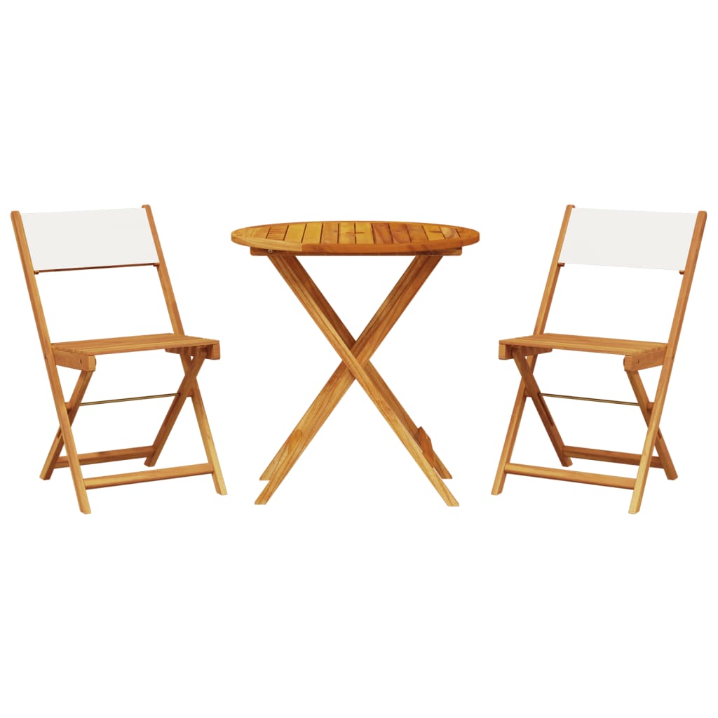 Ensemble de bistro 3 pcs blanc crème tissu et bois massif - XIOS