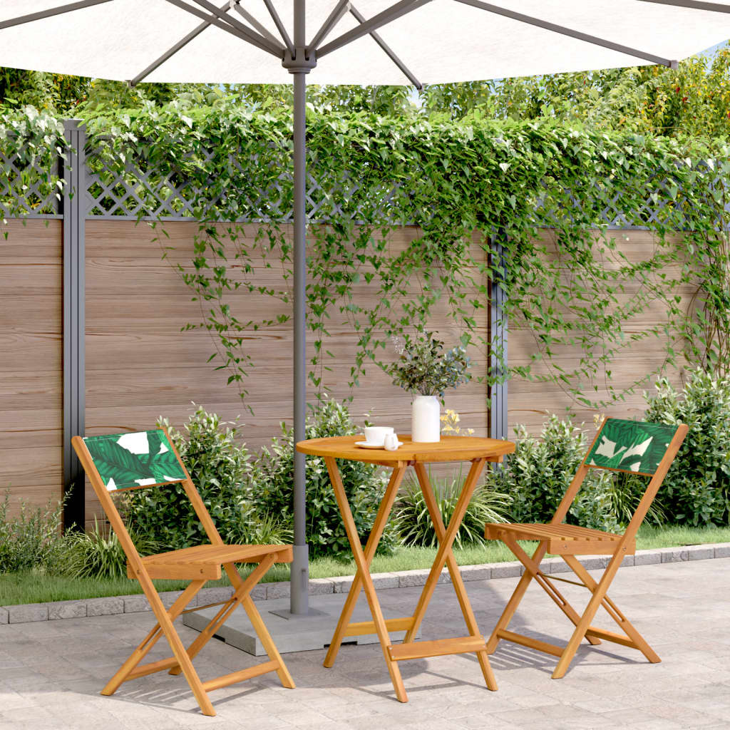 Ensemble de bistro 3 pcs motif de feuilles tissu et bois massif - XIOS