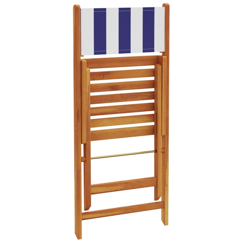 Ensemble de bistro 3 pcs bleu et blanc tissu et bois massif - XIOS