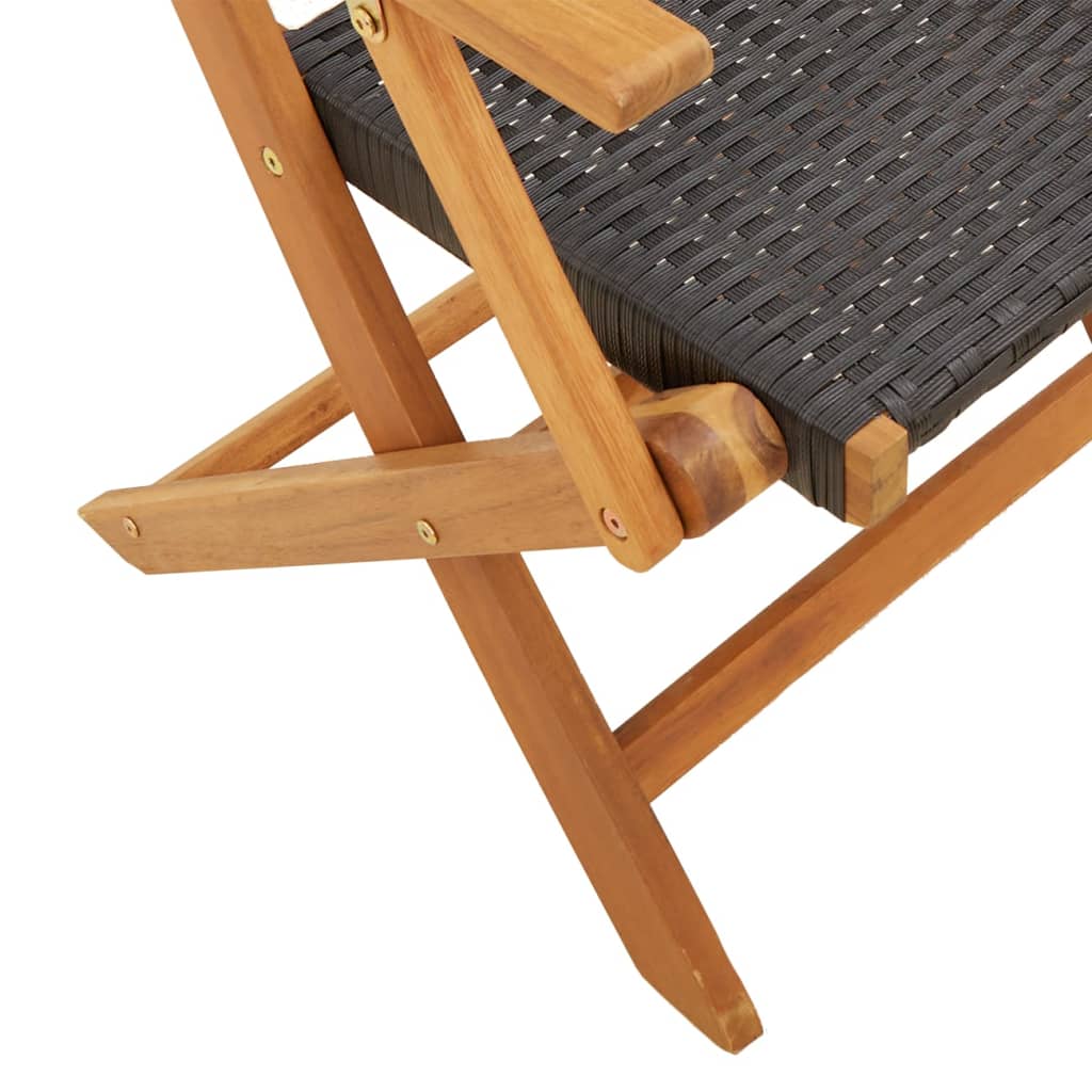 Ensemble de bistro 3 pcs noir résine tressée et bois massif - XIOS