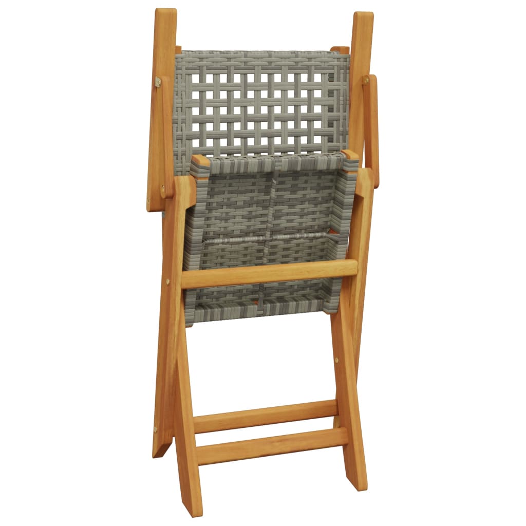 Ensemble de bistro 3 pcs gris résine tressée et bois massif - XIOS