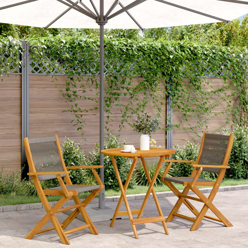Ensemble de bistro 3 pcs gris polypropylène et bois massif - XIOS