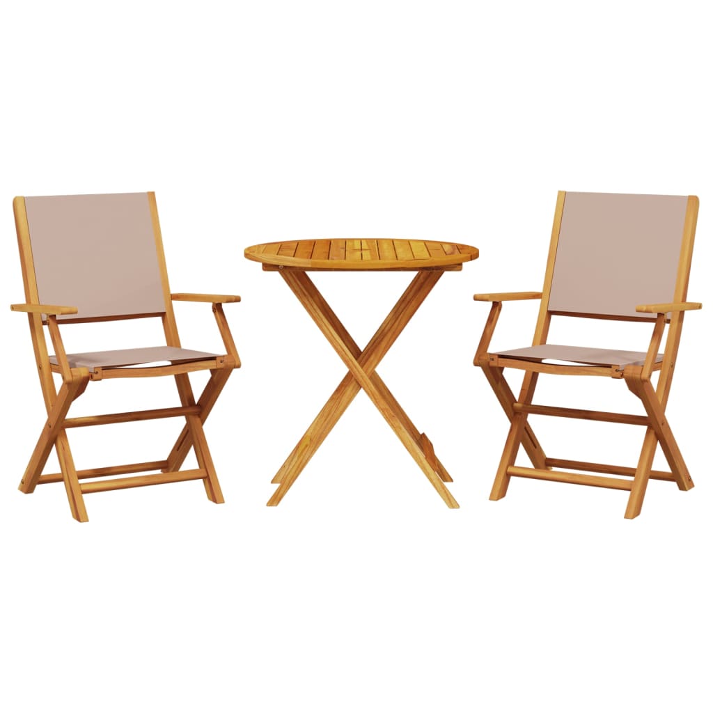Ensemble de bistro 3 pcs taupe tissu et bois massif - XIOS