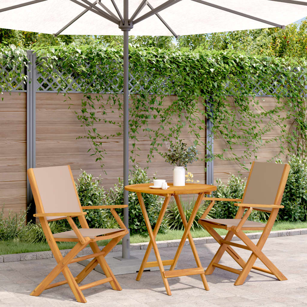 Ensemble de bistro 3 pcs taupe tissu et bois massif - XIOS