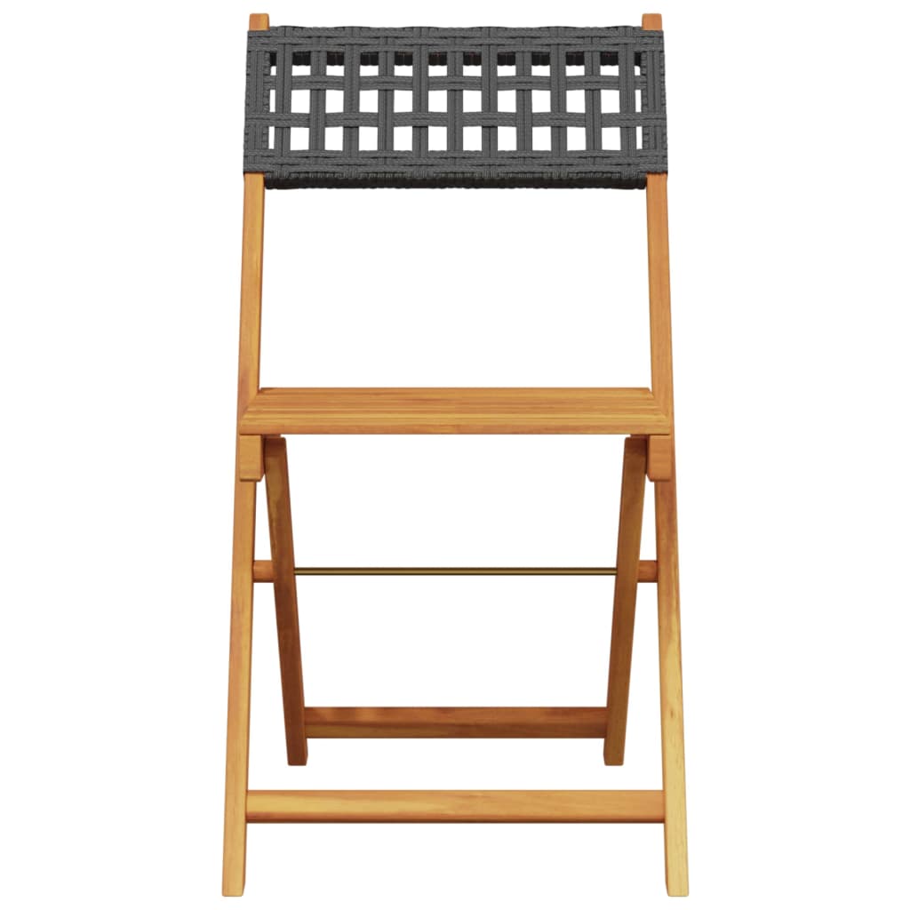 Ensemble de bistro 3 pcs noir résine tressée et bois massif - XIOS