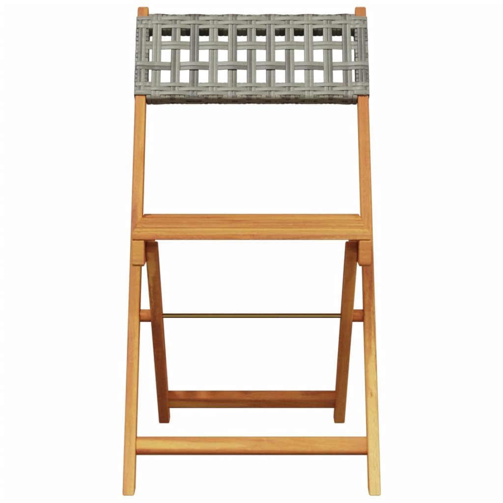 Ensemble de bistro 3 pcs gris résine tressée et bois massif - XIOS