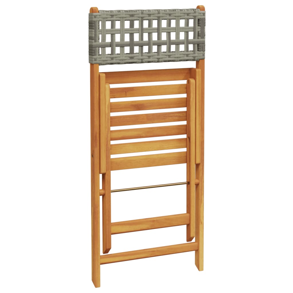 Ensemble de bistro 3 pcs gris résine tressée et bois massif - XIOS