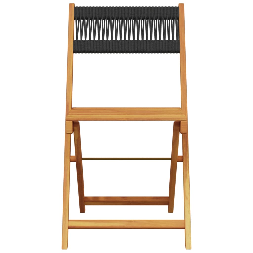 Ensemble de bistro 3 pcs noir polypropylène et bois massif - XIOS