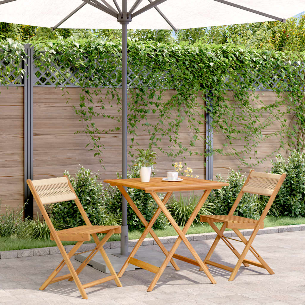 Ensemble de bistro 3 pcs beige polypropylène et bois massif - XIOS