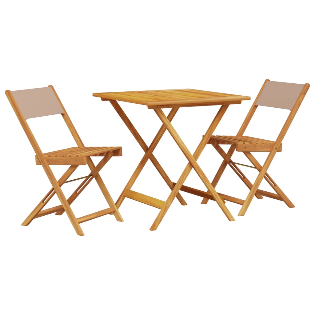 Ensemble de bistro 3 pcs taupe tissu et bois massif - XIOS