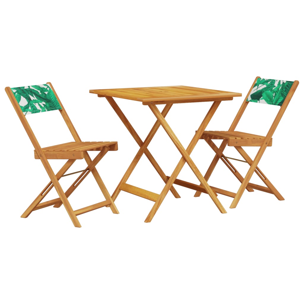 Ensemble de bistro 3 pcs motif de feuilles tissu et bois massif - XIOS