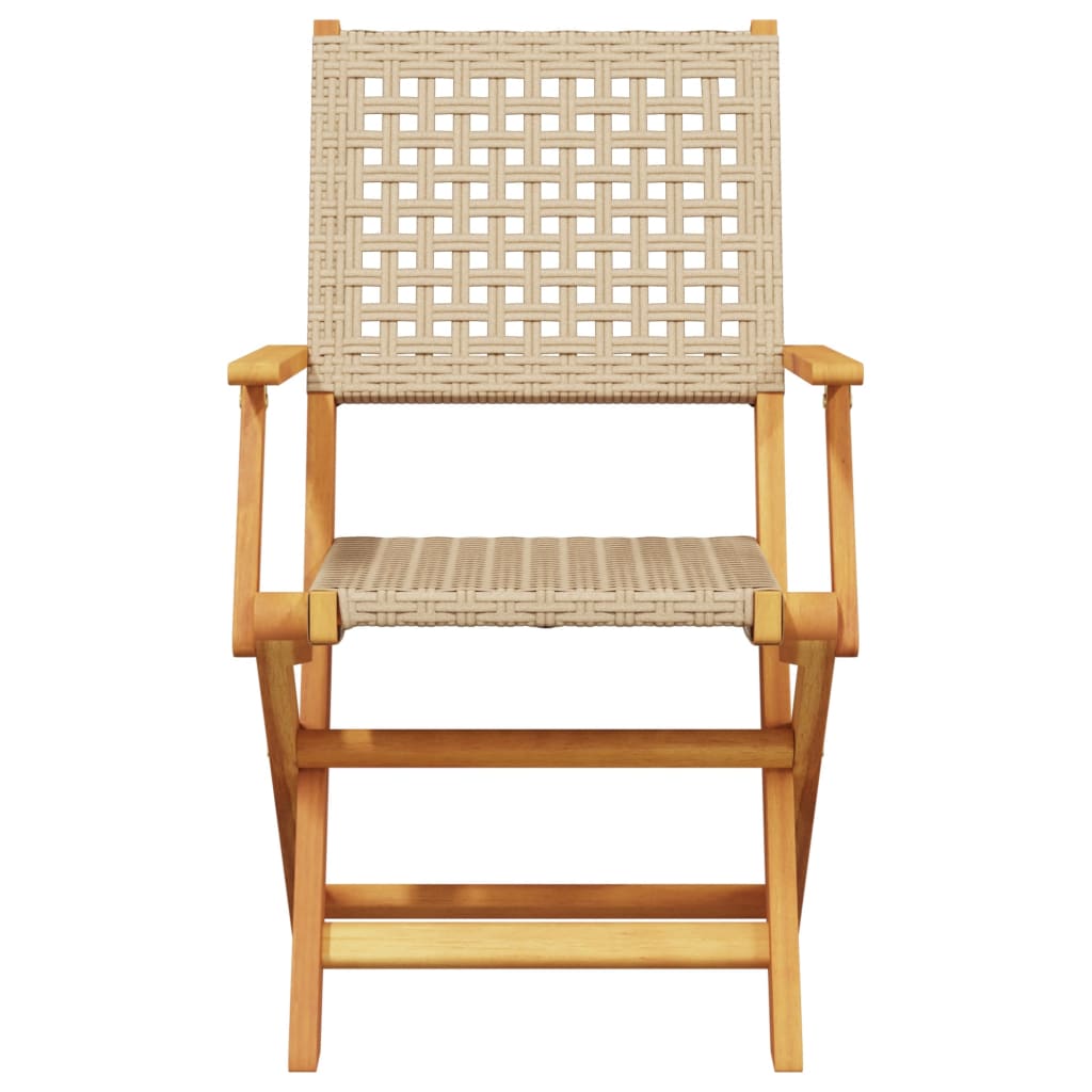 Ensemble de bistro 3 pcs beige résine tressée et bois massif - XIOS