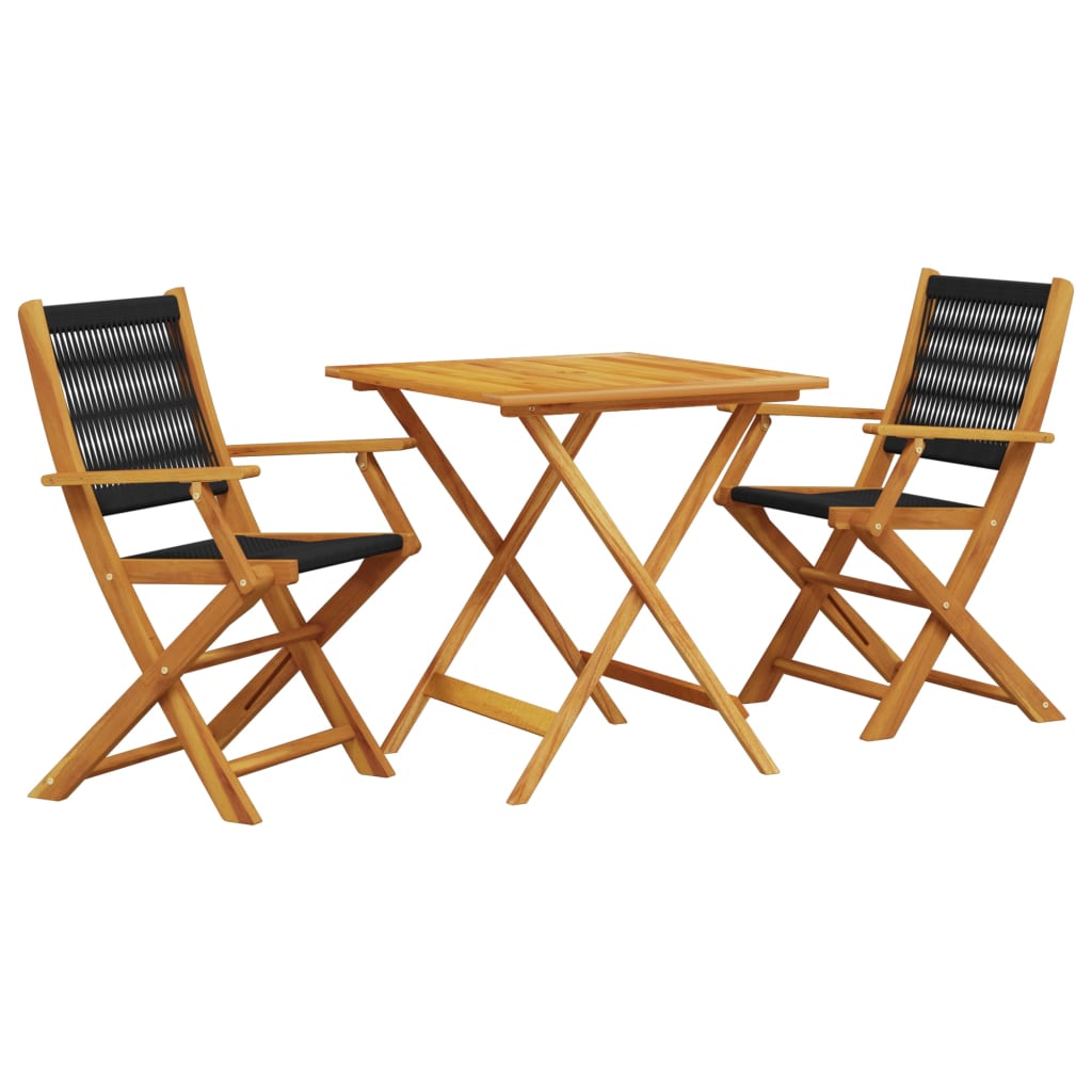 Ensemble de bistro 3 pcs noir polypropylène et bois massif - XIOS