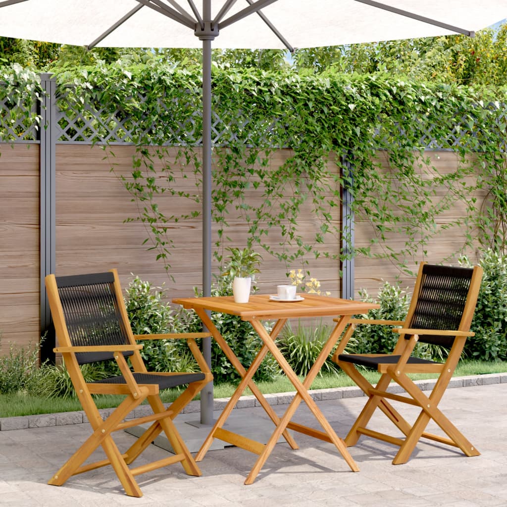 Ensemble de bistro 3 pcs noir polypropylène et bois massif - XIOS