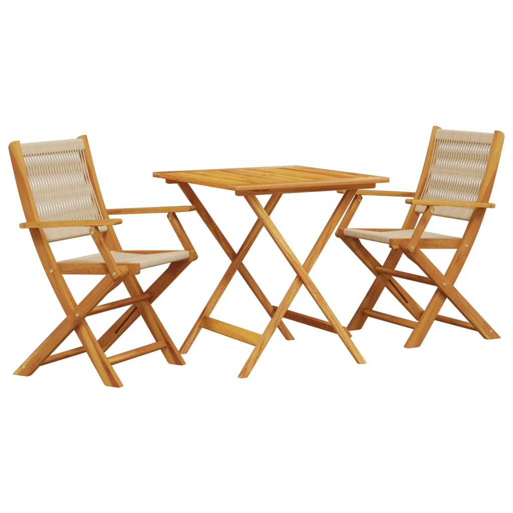 Ensemble de bistro 3 pcs beige polypropylène et bois massif - XIOS