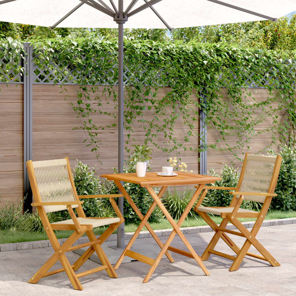 Ensemble de bistro 3 pcs beige polypropylène et bois massif - XIOS