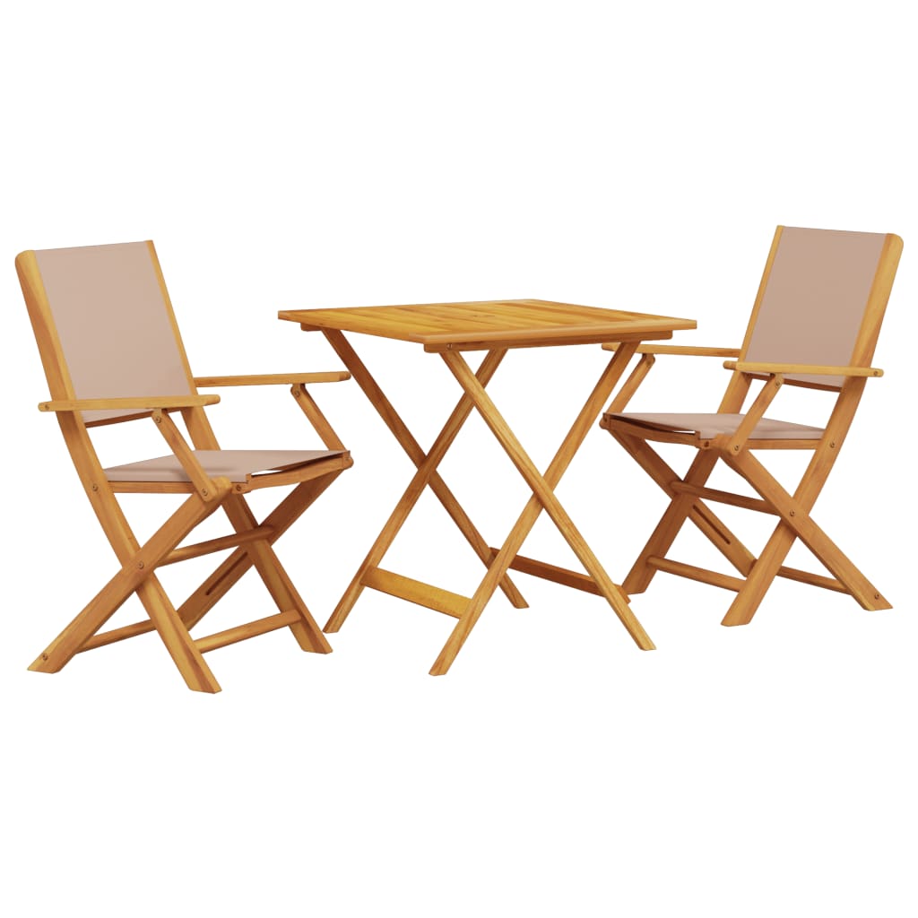 Ensemble de bistro 3 pcs taupe tissu et bois massif - XIOS