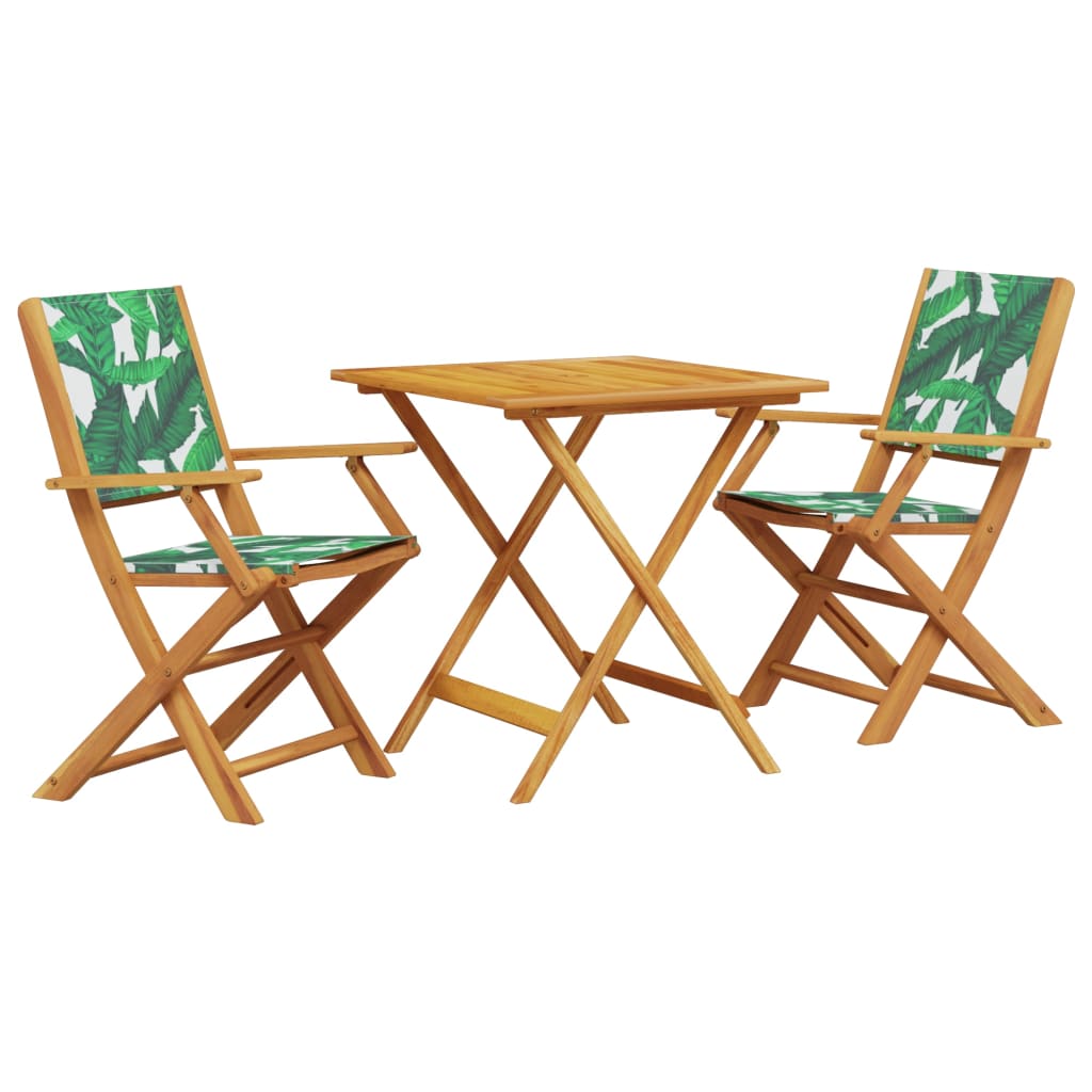 Ensemble de bistro 3 pcs motif de feuilles tissu et bois massif - XIOS