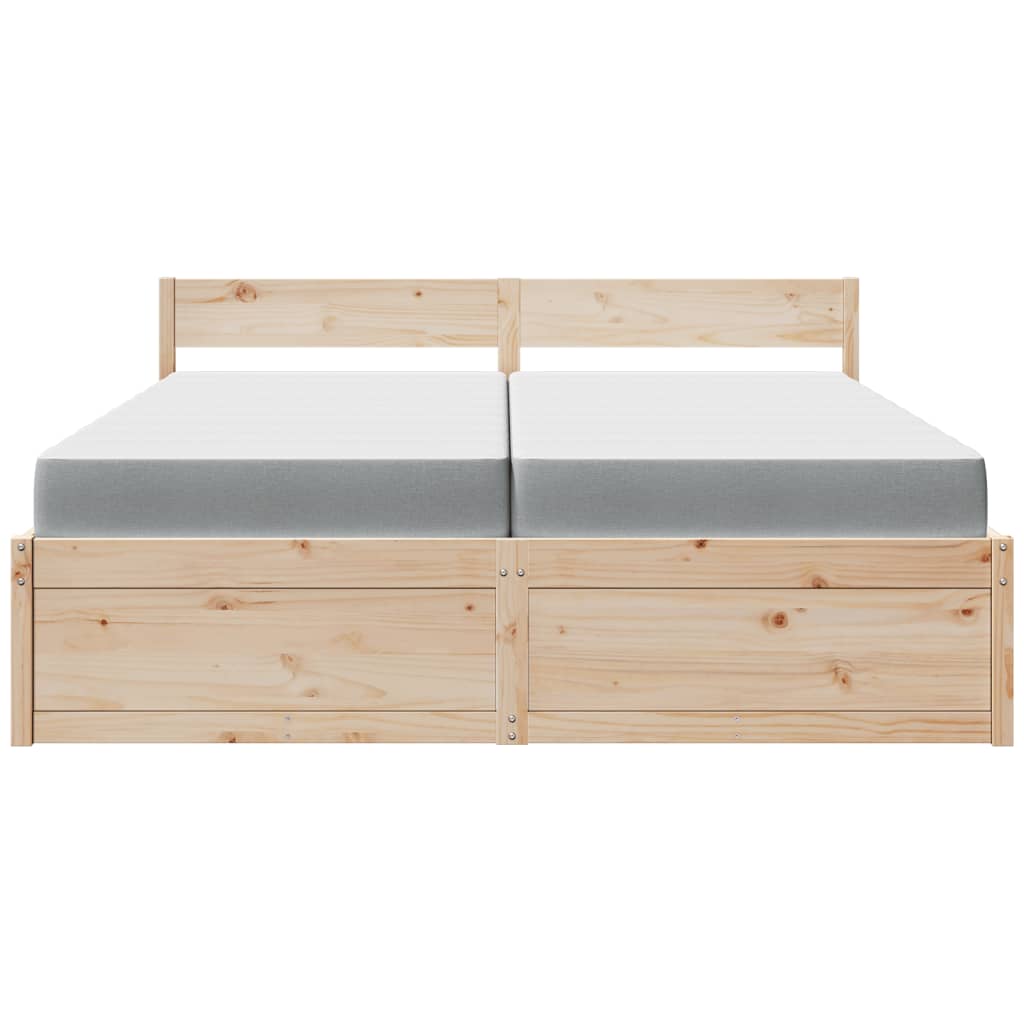 Lit avec tiroirs et matelas 200x200 cm bois massif de pin - XIOS