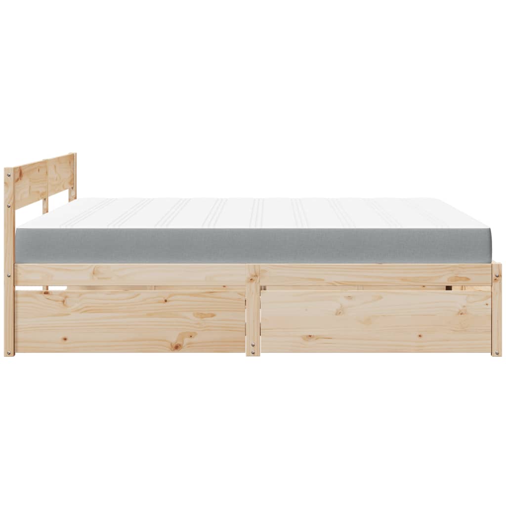 Lit avec tiroirs et matelas 200x200 cm bois massif de pin - XIOS
