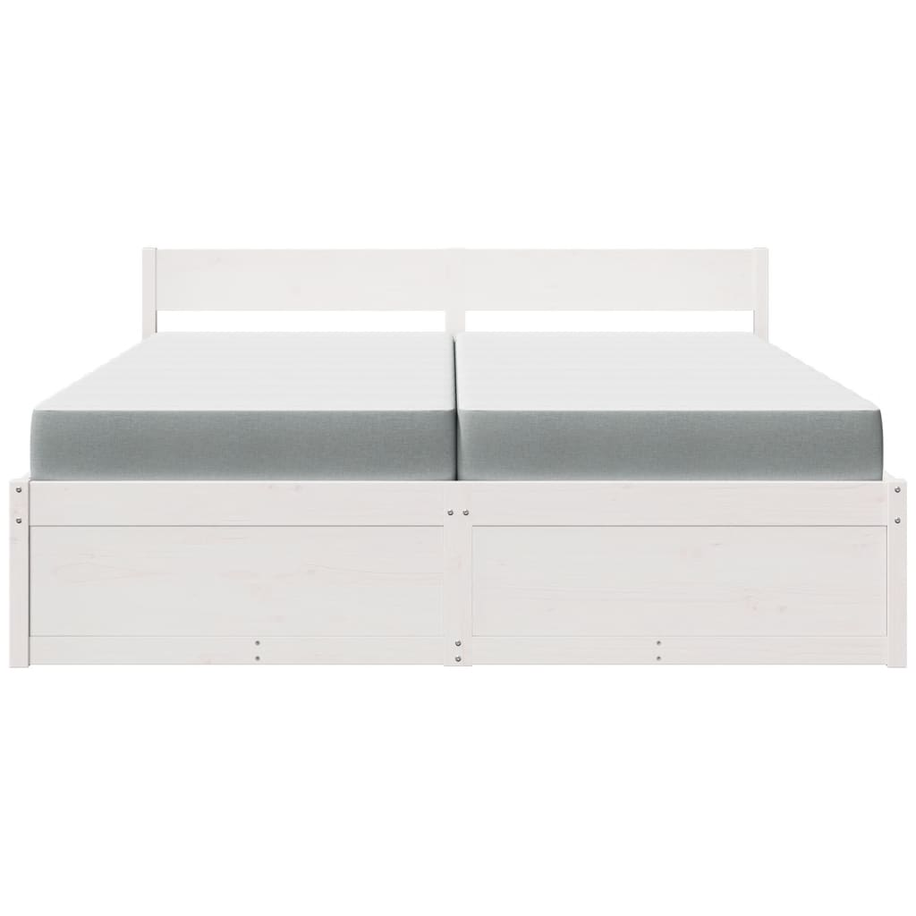Lit avec tiroirs et matelas blanc 200x200 cm bois massif de pin - XIOS