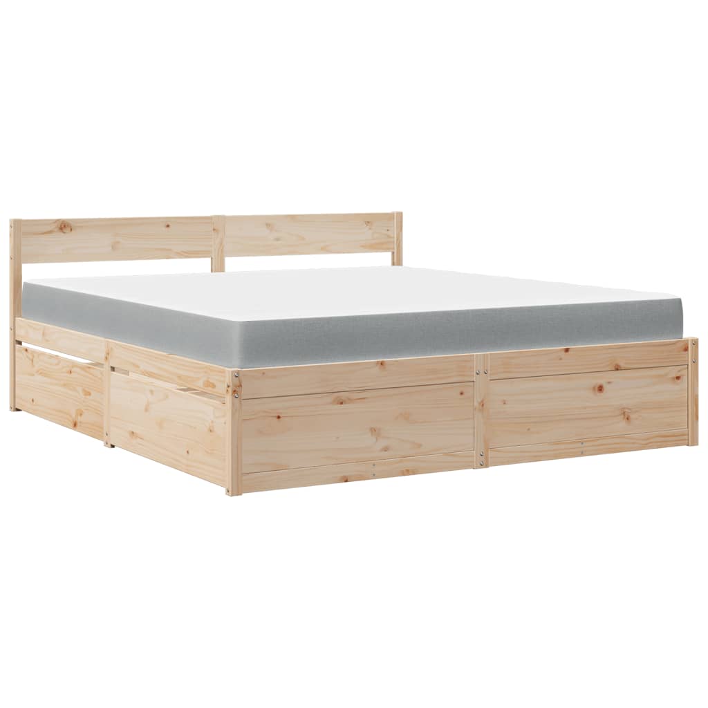Lit avec tiroirs et matelas 180x200 cm bois massif de pin - XIOS