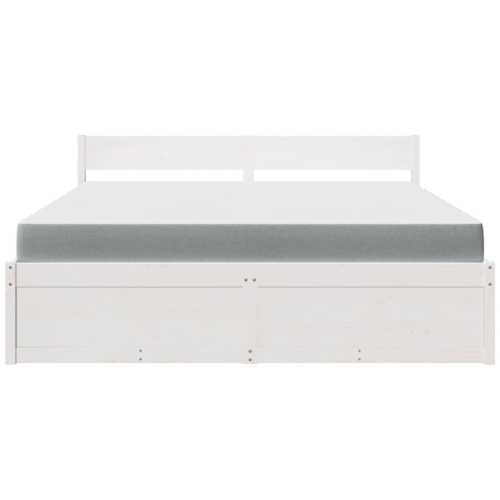 Lit avec tiroirs et matelas blanc 180x200 cm bois massif de pin - XIOS