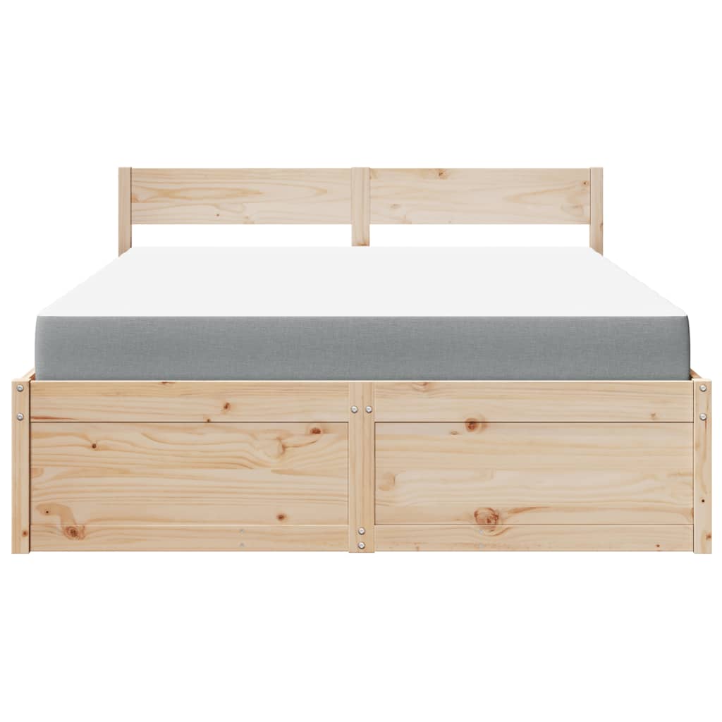 Lit avec tiroirs et matelas 160x200 cm bois de pin massif - XIOS