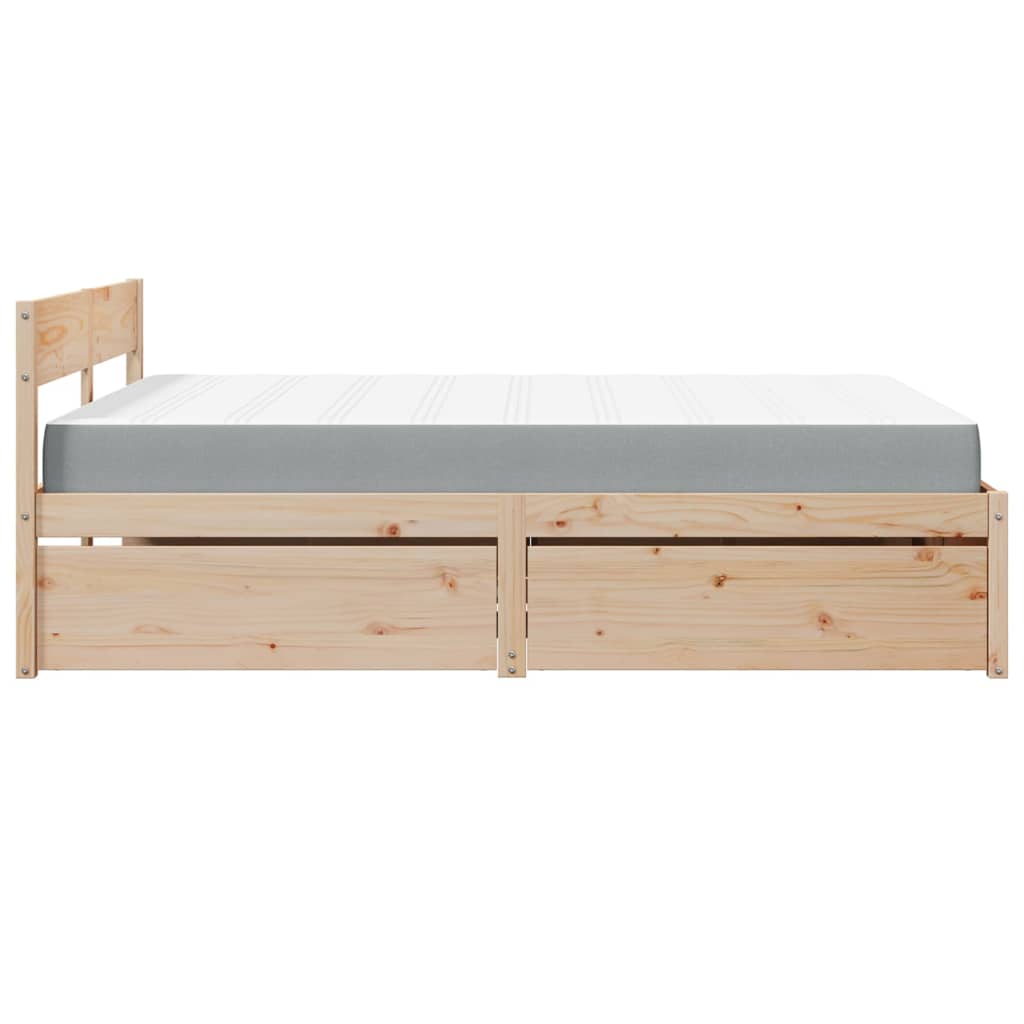 Lit avec tiroirs et matelas 160x200 cm bois de pin massif - XIOS