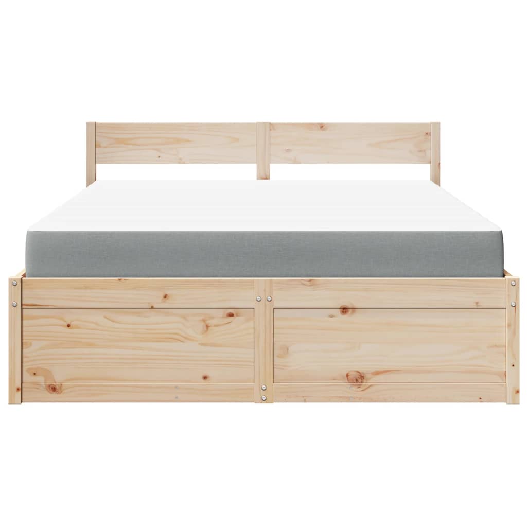 Lit avec tiroirs et matelas 140x200 cm bois massif de pin - XIOS